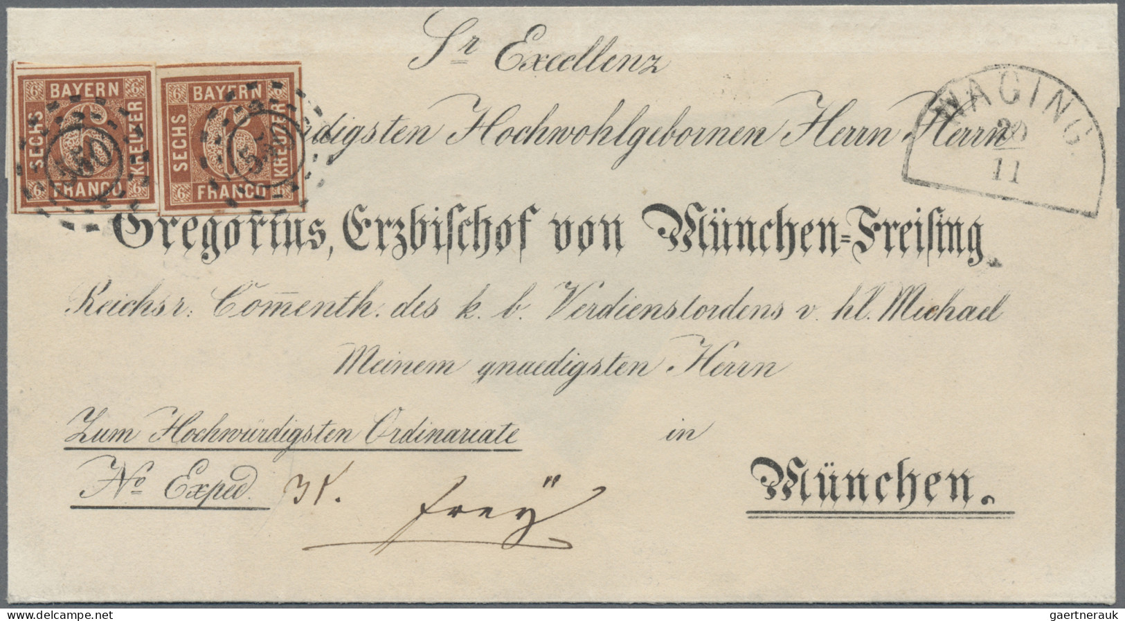 Bayern - Marken Und Briefe: 1850, 6 Kreuzer Braun, Type II, Platte 3, Zwei Exemp - Otros & Sin Clasificación