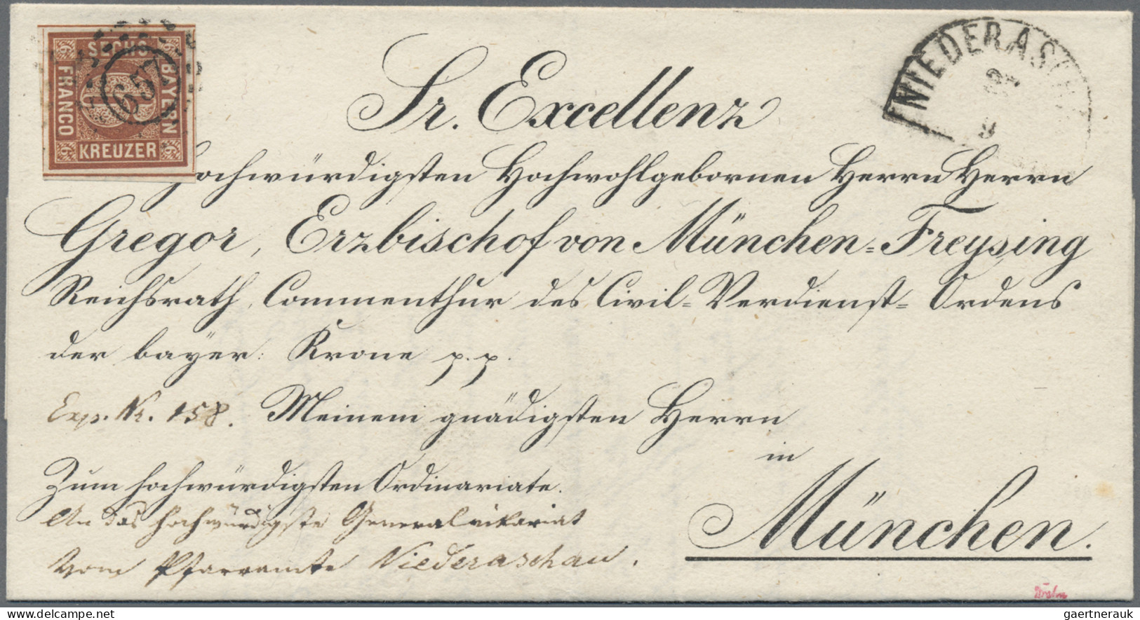 Bayern - Marken Und Briefe: 1850, 6 Kreuzer Braun, Typ II, Platte 3, Entwertet M - Other & Unclassified