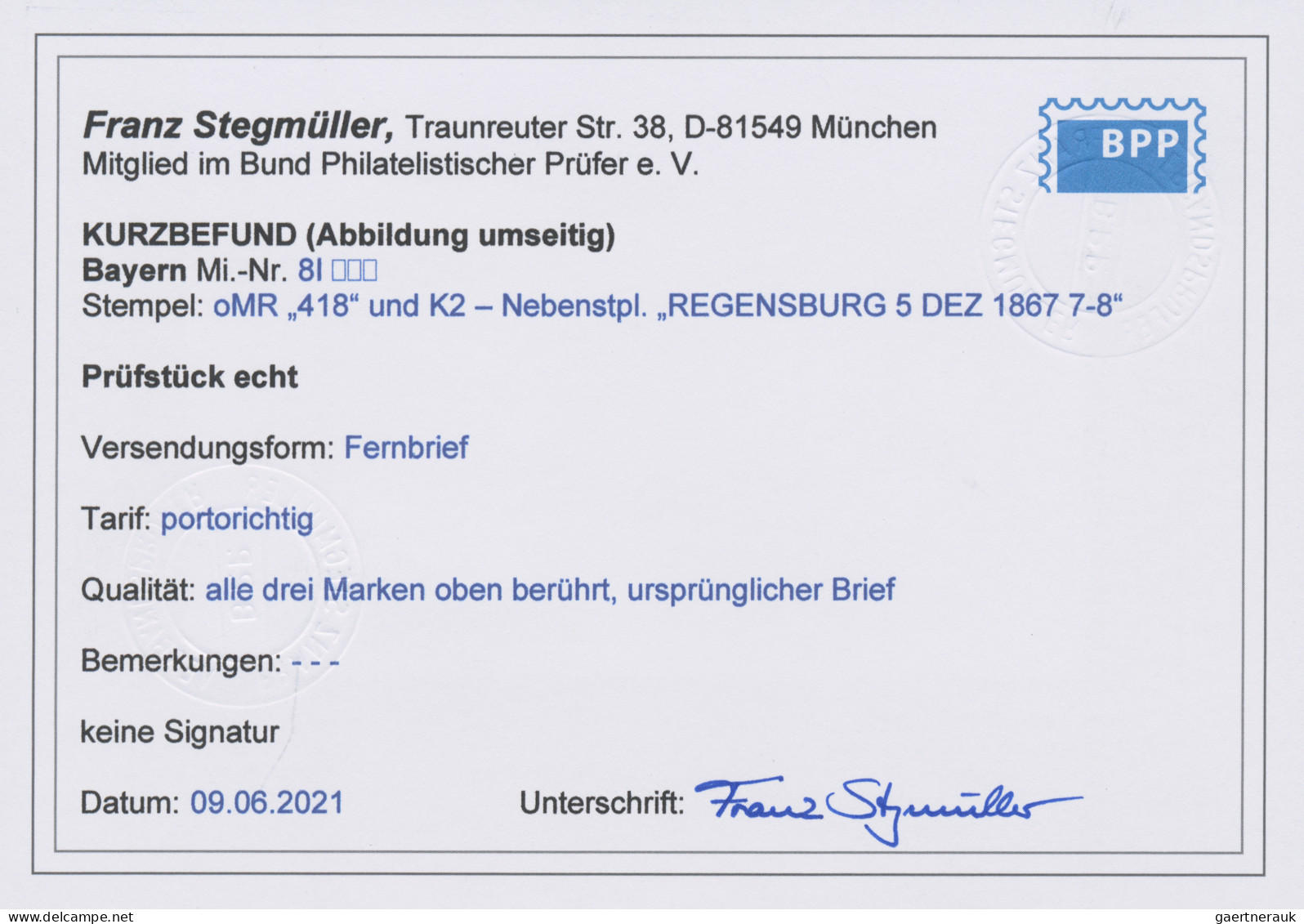 Bayern - Marken Und Briefe: 1862, 1 Kr. Orangegelb, Type I, Waagerechter Dreiers - Altri & Non Classificati