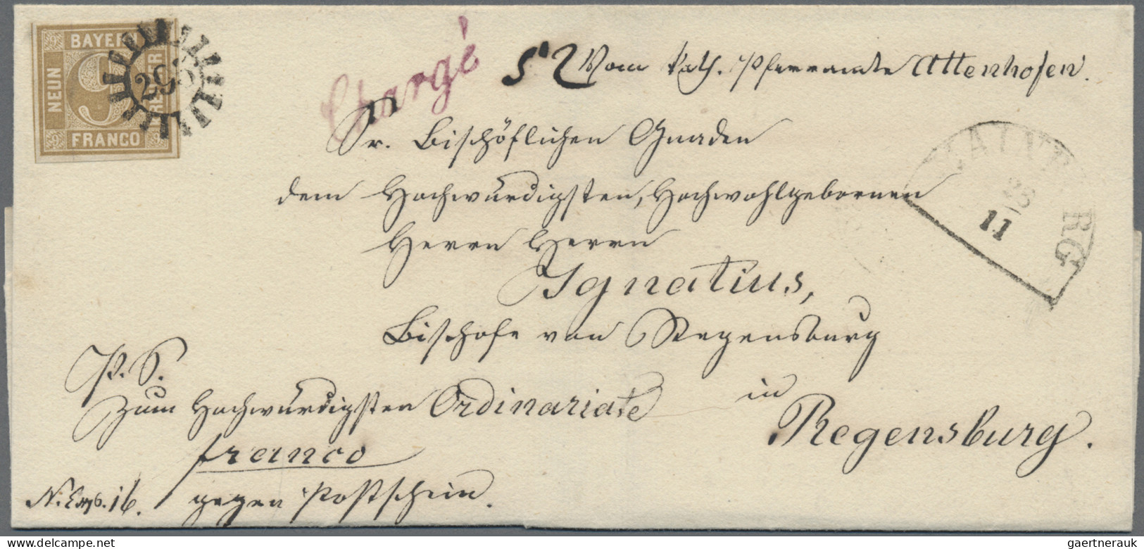 Bayern - Marken Und Briefe: 1862, 9 Kreuzer Ockerbraun, Entwertet Mit Geschlosse - Otros & Sin Clasificación