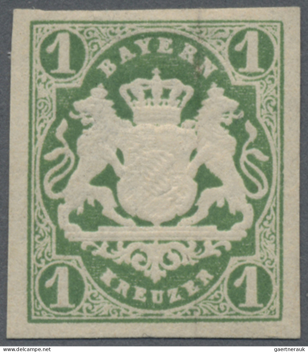 Bayern - Marken Und Briefe: 1867, 1 Kr Opalgrün, Ungewöhnlich Tieffarbiges, Alls - Altri & Non Classificati