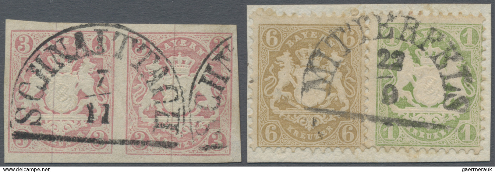 Bayern - Marken Und Briefe: 1867, 3 Kr. Hellrötlichkarmin, Waagerechtes Paar, Ze - Andere & Zonder Classificatie