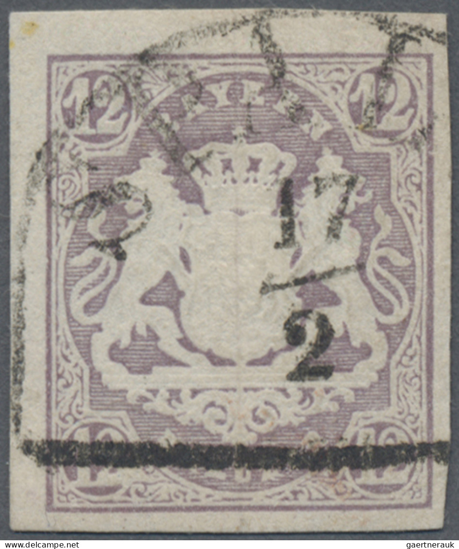 Bayern - Marken Und Briefe: 1867, 12 Kr Staatswappen Hellbraunviolett, Farbfrisc - Other & Unclassified