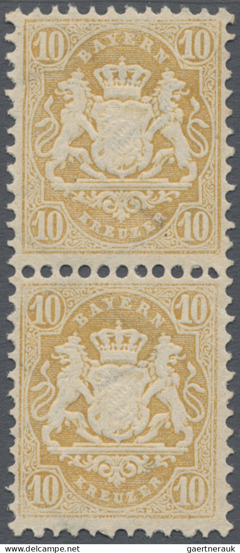 Bayern - Marken Und Briefe: 1873, TYPENPAAR 10 Kr. Dunkelgelb, Leuchtend Farbfri - Other & Unclassified