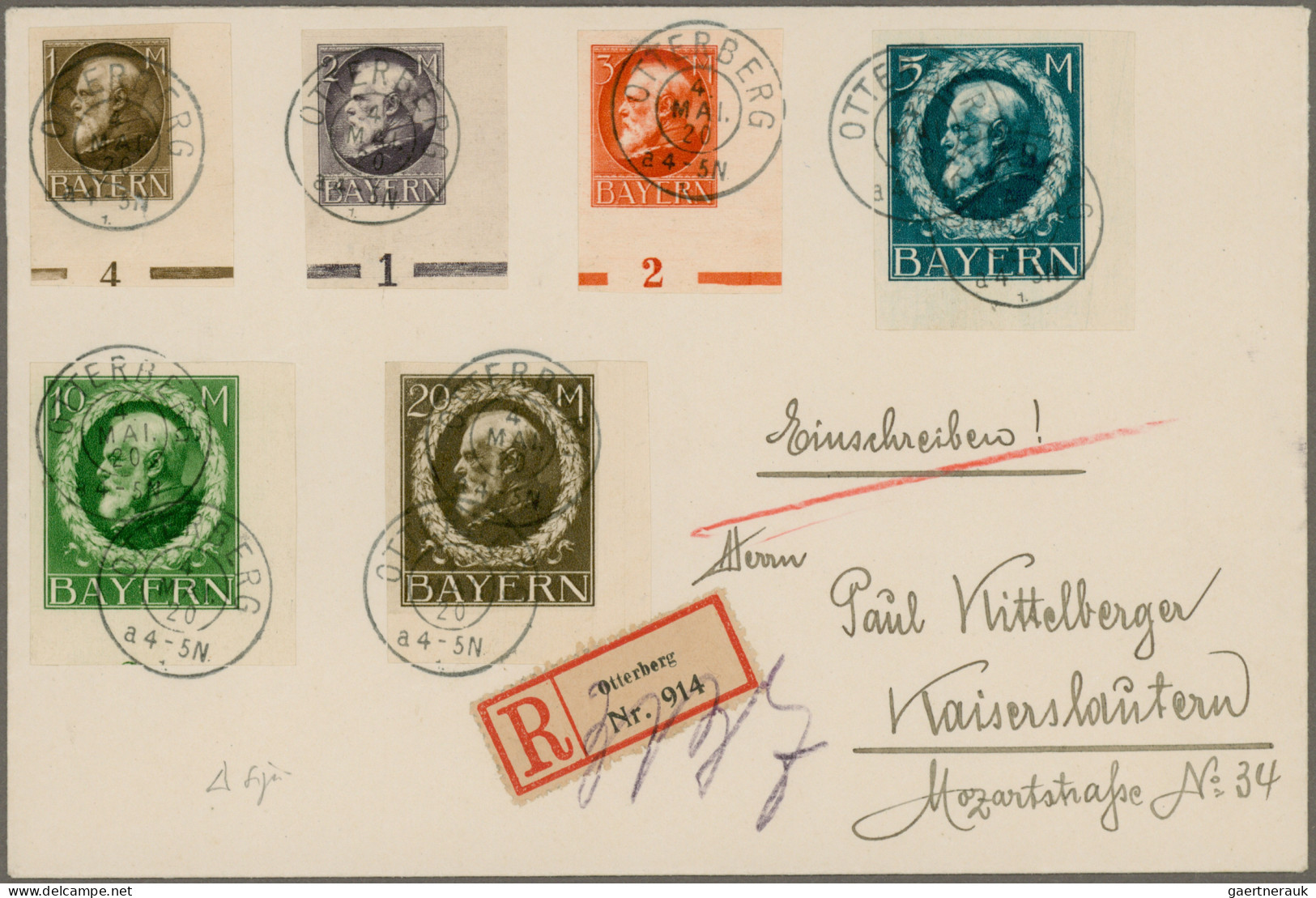 Bayern - Marken Und Briefe: 1920, Ludwig Kriegsdruck Geschnitten, 1 Mark Bis 20 - Otros & Sin Clasificación