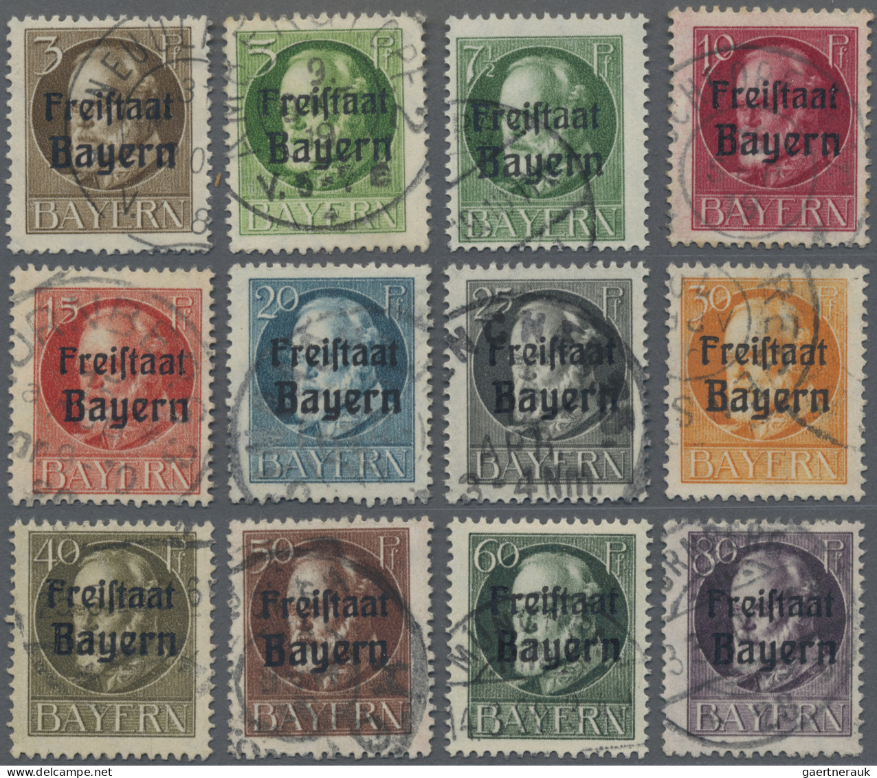 Bayern - Marken Und Briefe: 1919, Ludwig III, 3 - 80 Pf, Alle 12 Gezähnten Werte - Altri & Non Classificati