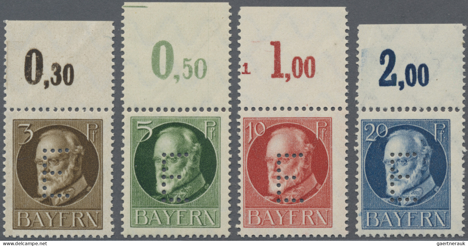 Bayern - Dienstmarken: 1914/15, 3-20 Pf Ludwig III Im Friedensdruck Mit Eingeloc - Andere & Zonder Classificatie