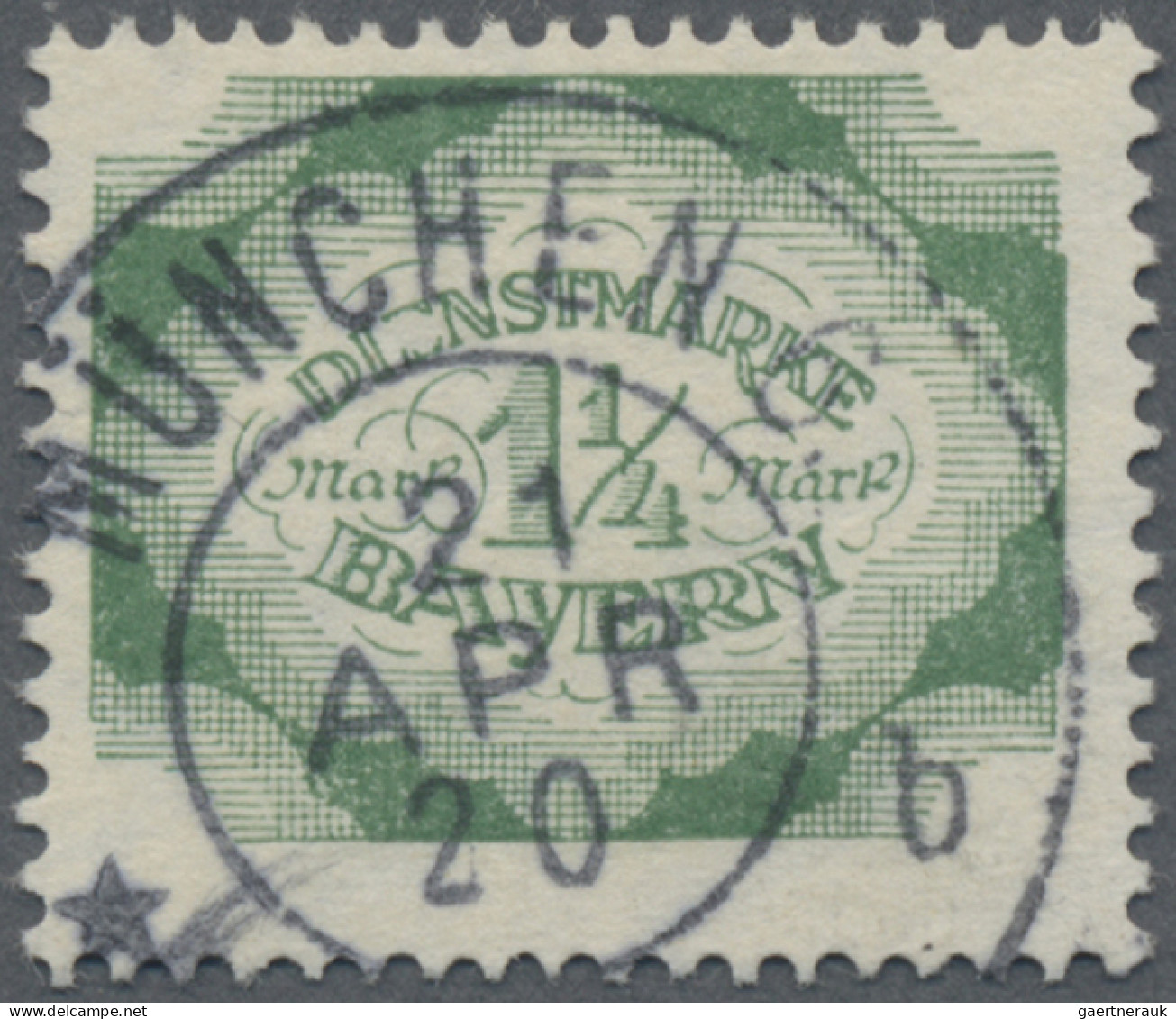 Bayern - Dienstmarken: 1920, 1 1/4 M Abschiedsausgabe Mit PF I "E In Dienst Vers - Sonstige & Ohne Zuordnung