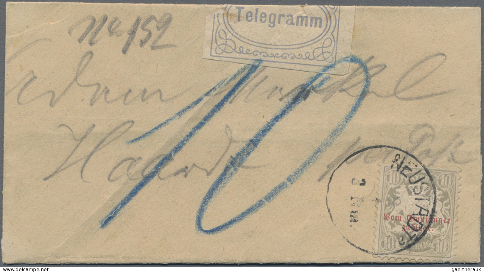 Bayern - Portomarken: 1882, FRANKIERTES TELEGRAMM, Portomarke 10 Pfg. Grau Als Z - Andere & Zonder Classificatie