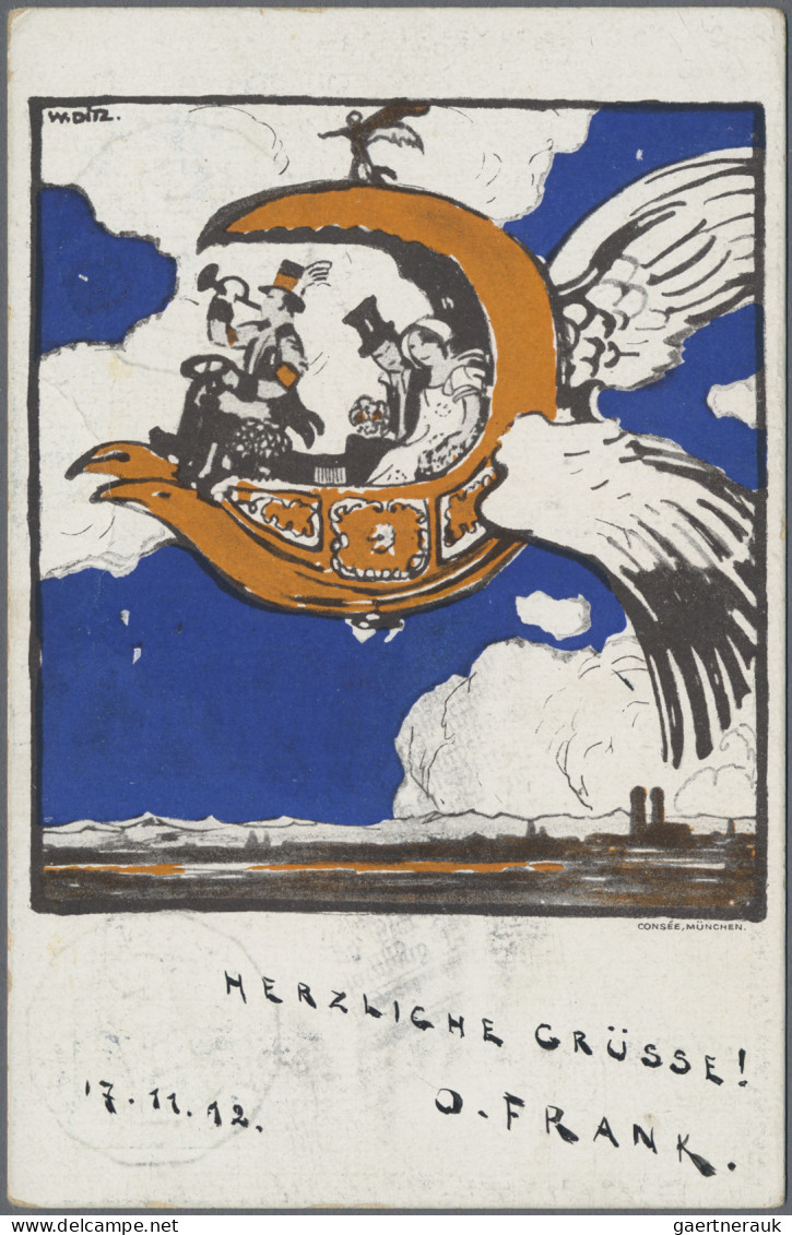 Bayern - Ganzsachen: 1912, Flugpostkarte 5 Pfg. Luitpold + 25 Pfg. "BAEC", Beide - Sonstige & Ohne Zuordnung
