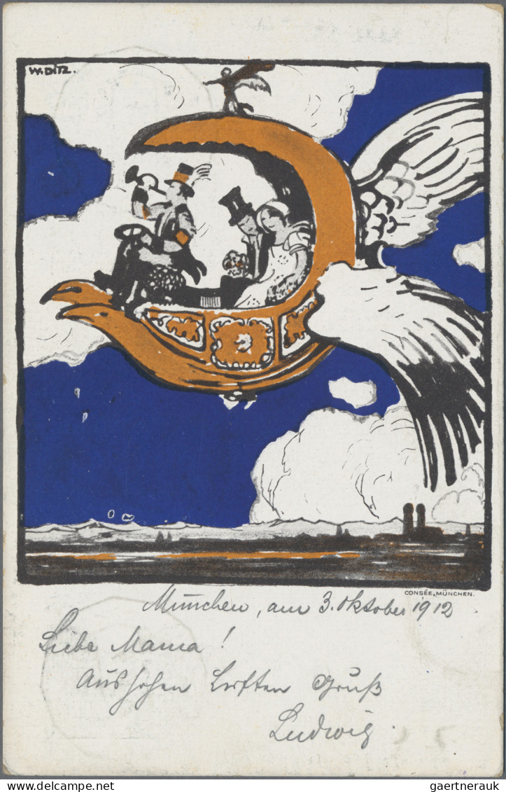 Bayern - Ganzsachen: 1912, 5 Pf. Luitpold Offizielle Flugpostkarte Mit Sonderste - Sonstige & Ohne Zuordnung