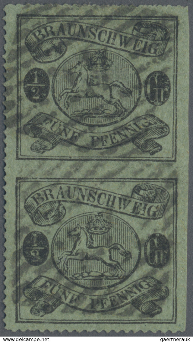 Braunschweig - Marken Und Briefe: 1864, ½ Gr./5 Pfg. Schwarz Auf Graugrün Mit Bo - Brunswick