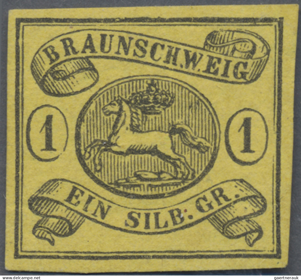 Braunschweig - Marken Und Briefe: 1861, 1 Sgr. Schwarz Auf Gelbem Papier, Ungebr - Braunschweig