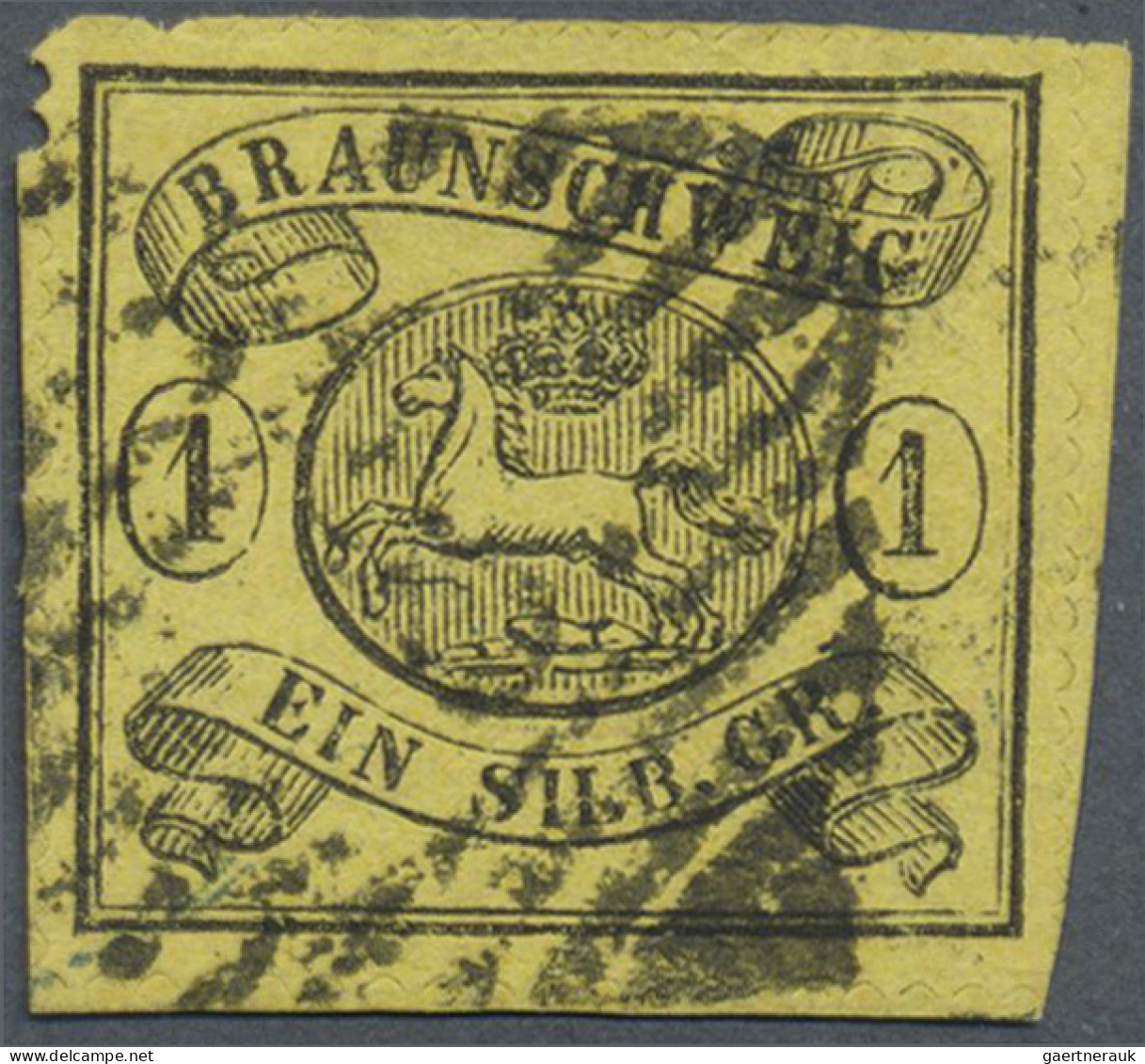 Braunschweig - Marken Und Briefe: 1861: 1 Sgr Auf Gelb Mit Allseits Vollständige - Braunschweig