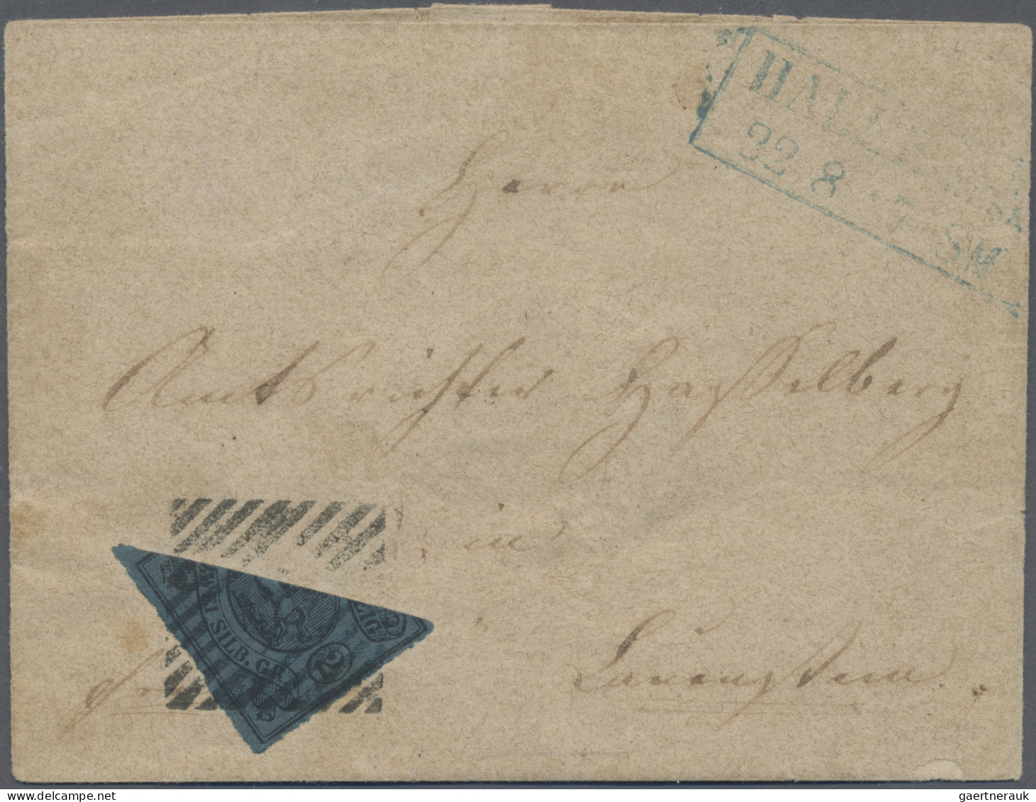 Braunschweig - Marken Und Briefe: 1853, 2 Sgr Schwarz Auf Dunkelblau, DIAGONAL H - Brunswick