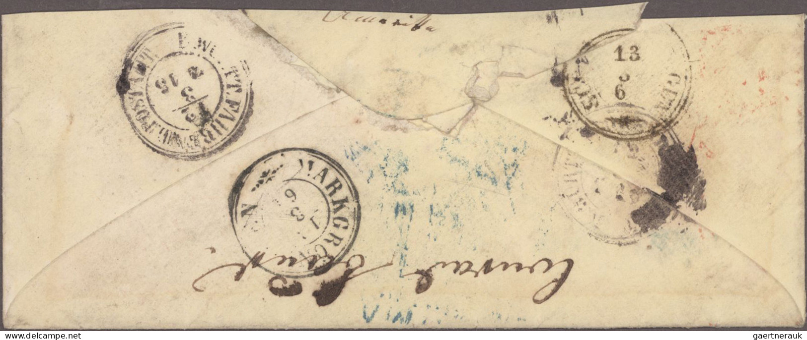 Bremen - Vorphilatelie: 1855/65, Auswanderer-, Consularpost, 4 Briefe (1 Umschla