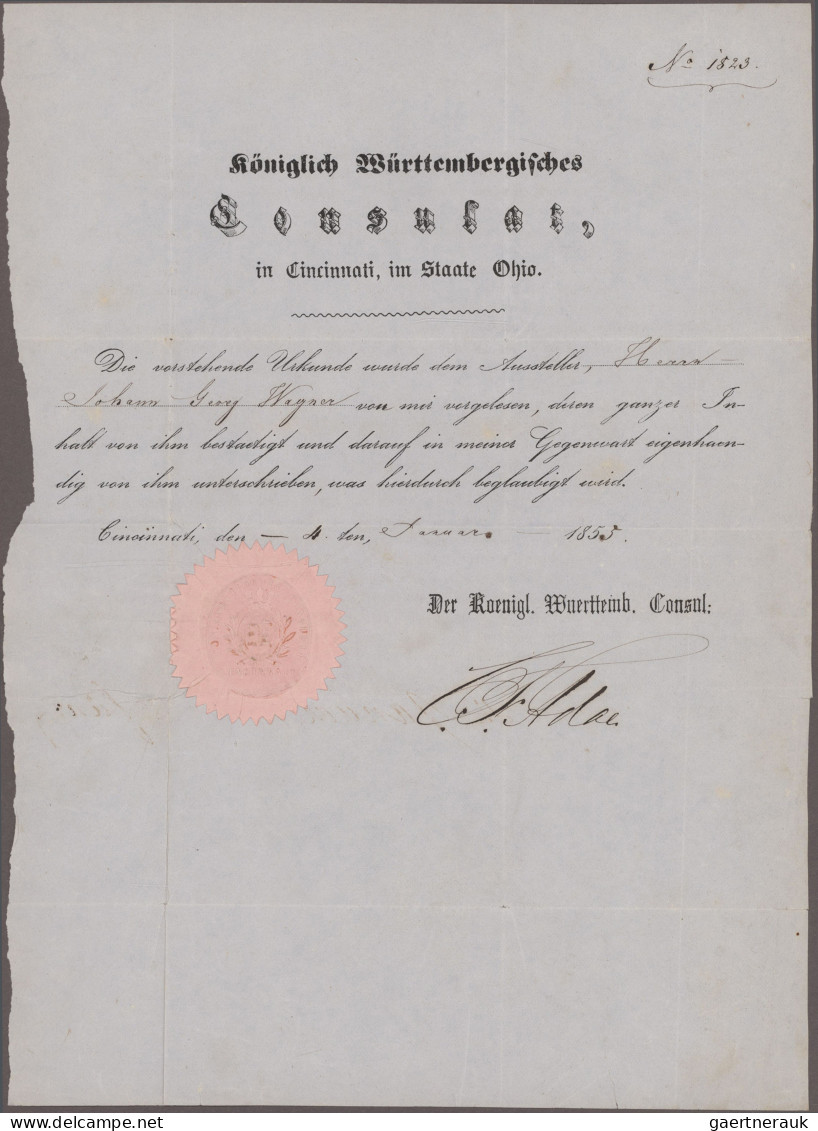 Bremen - Vorphilatelie: 1855/65, Auswanderer-, Consularpost, 4 Briefe (1 Umschla