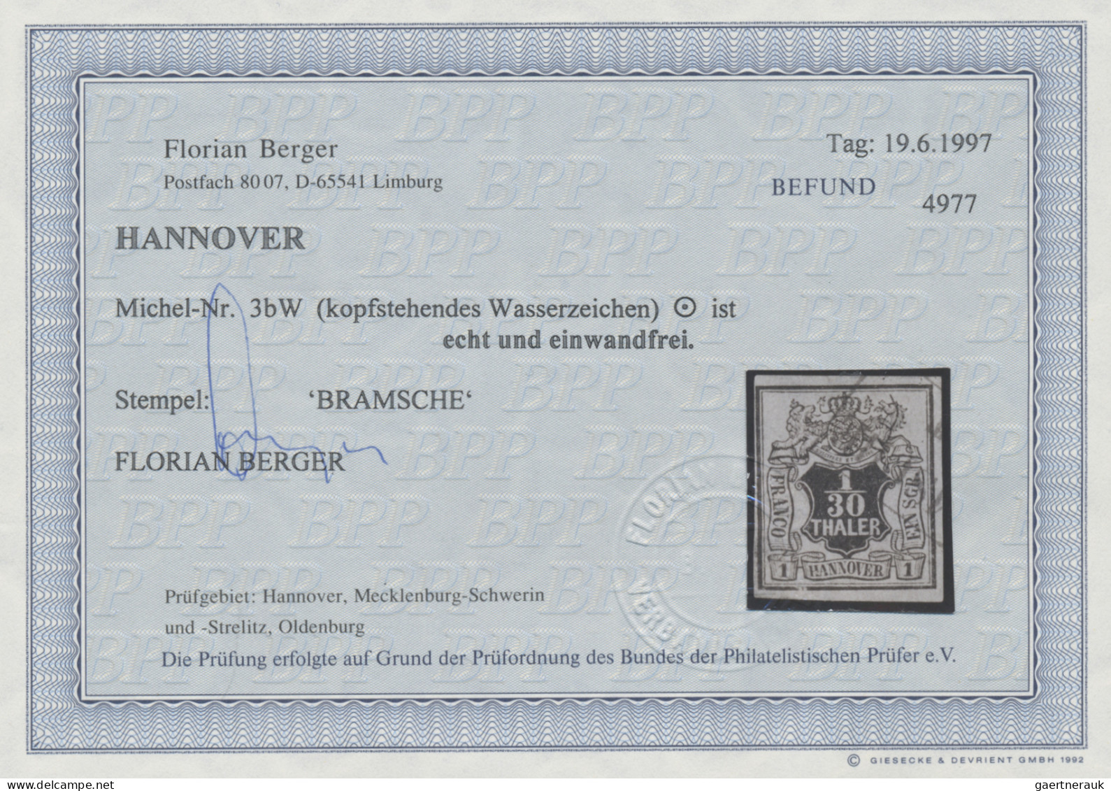 Hannover - Marken Und Briefe: 1855, 1/30 Thaler Auf Lebhaftrosalila Mit Kopfsteh - Hannover