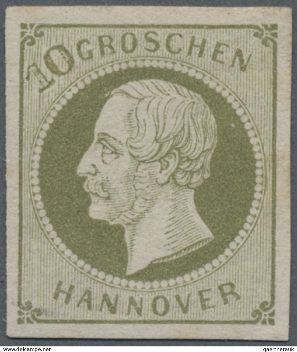 Hannover - Marken Und Briefe: 1861, 10 Gr Dunkelgrünlicholiv Mit Teils Fehlender - Hanover