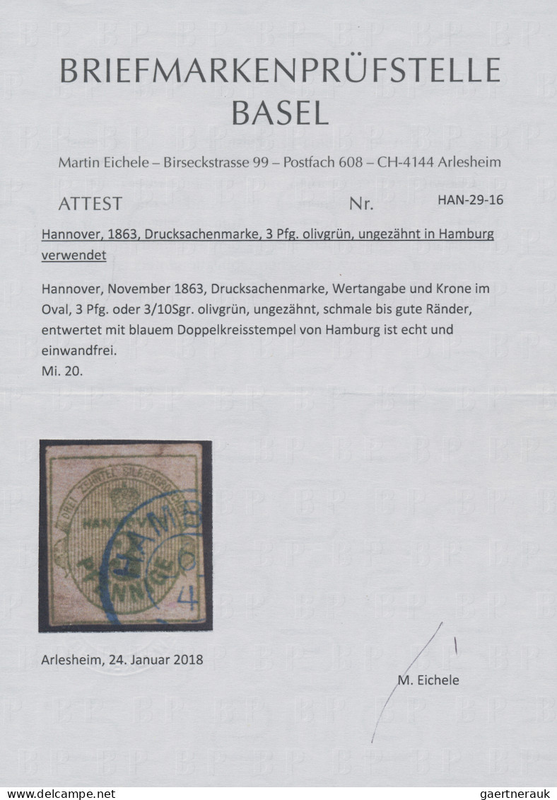 Hannover - Marken Und Briefe: 1863, Freimarke 3 Pf. Olivgrün, Sauber Geschnitten - Hannover