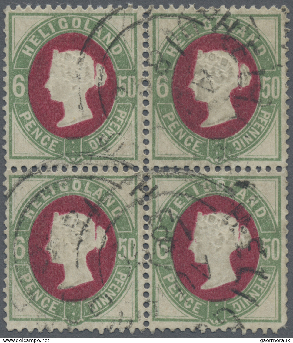 Helgoland - Marken Und Briefe: 1875, 50 Pfg. Grün/dunkelkarmin, Viererblock Mit - Heligoland