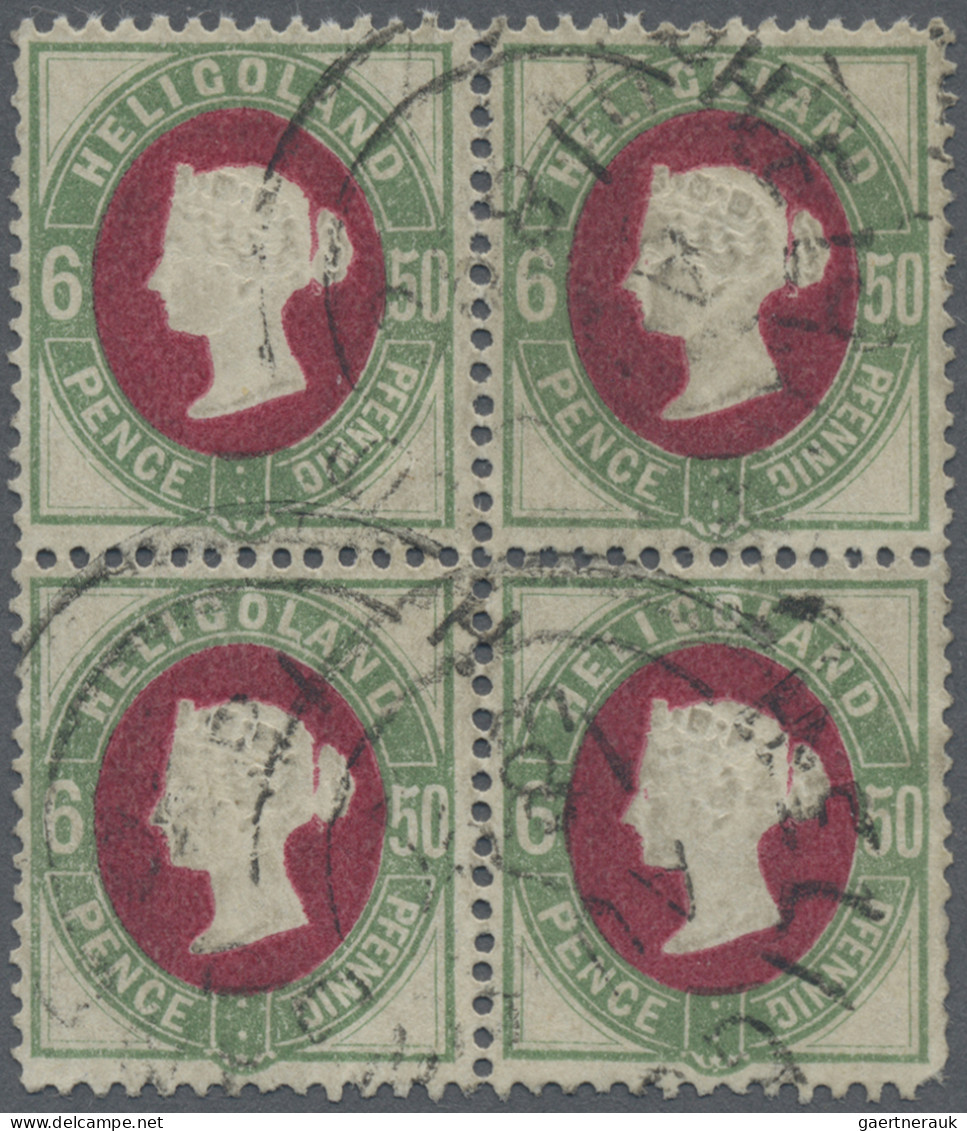 Helgoland - Marken Und Briefe: 1875, 50 Pfg. Grün/dunkelkarmin, Viererblock Mit - Héligoland