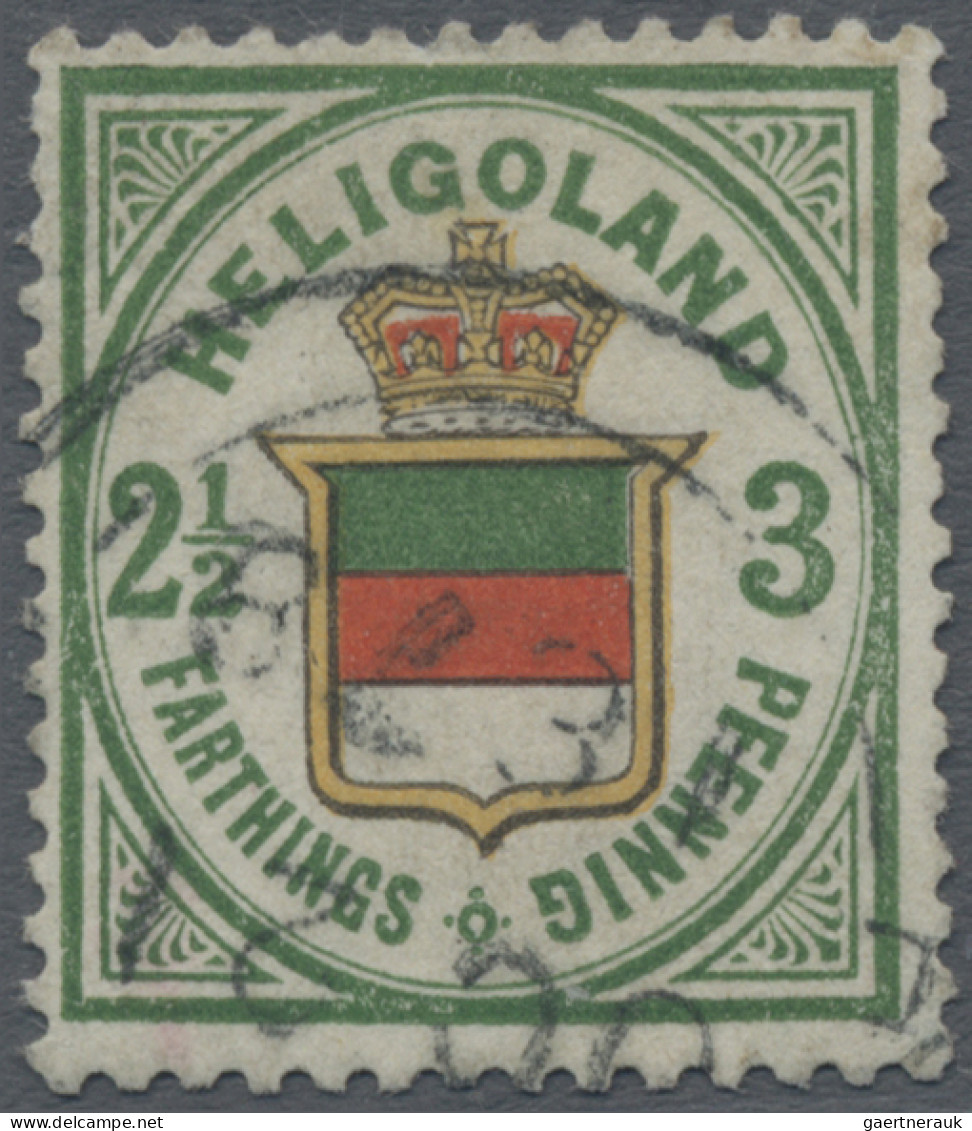 Helgoland - Marken Und Briefe: 1876, 3 Pfg. Dunkelgrün/gelb/zinnoberrot, Rundste - Héligoland