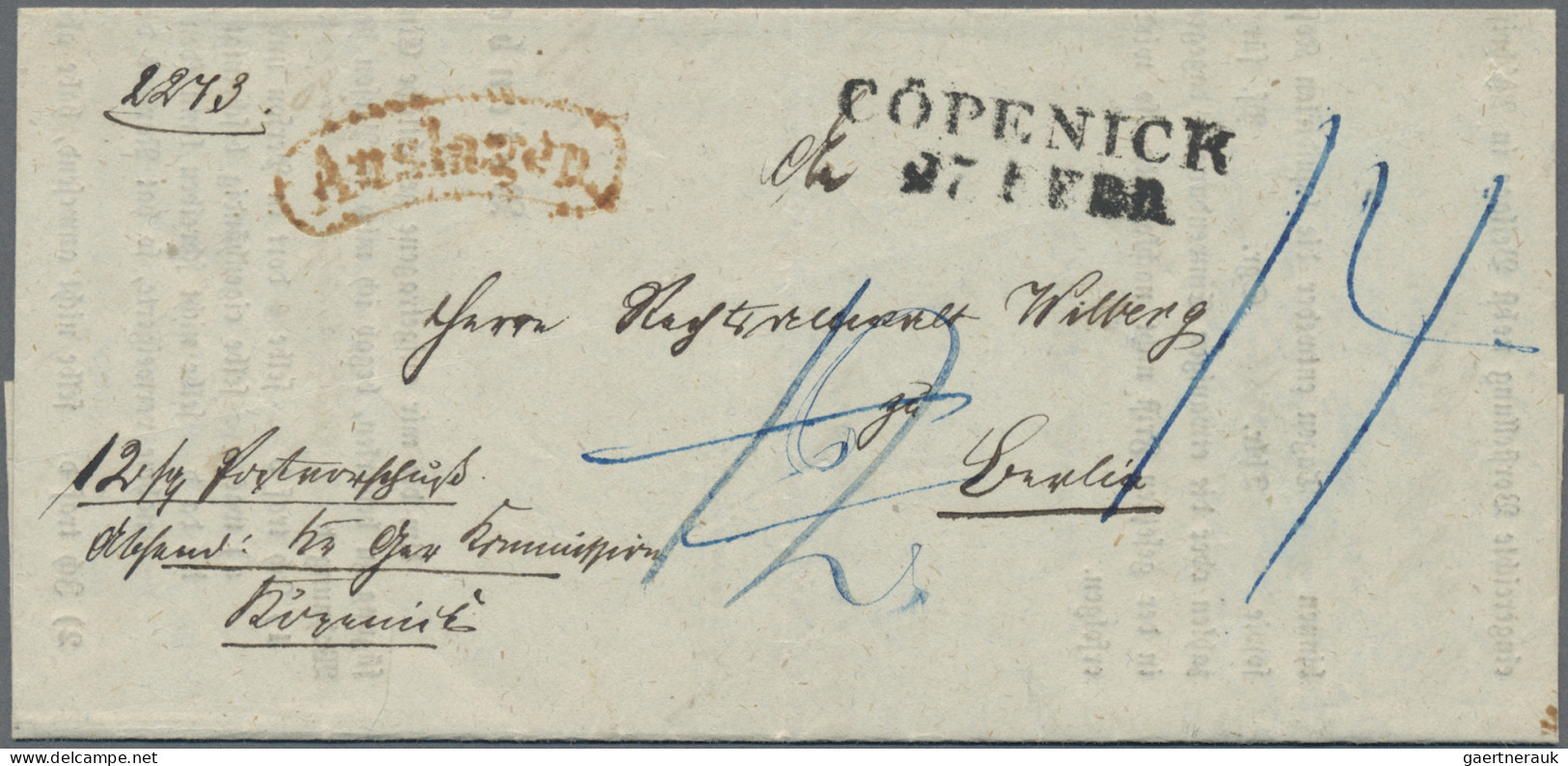 Preußen - Vorphilatelie: CÖPENICK 1851: Klarer L 2 "CÖPENICK 27 FEBR" Und Roter - Prephilately