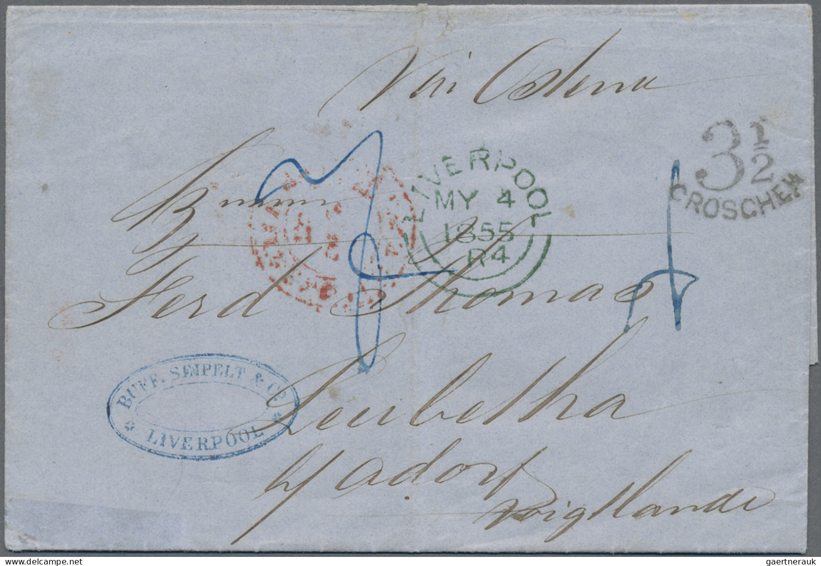 Preußen - Vorphilatelie: 1855, INCOMING MAIL, Firmen-Brief Aus "LIVERPOOL MY 4 1 - Vorphilatelie