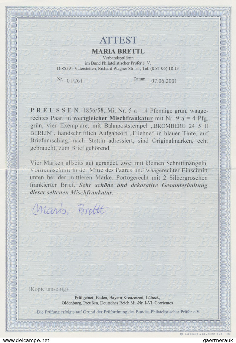 Preußen - Marken Und Briefe: 1856/1858, FARB- UND WERTSTUFENGLEICHE MISCHFRANKAT - Sonstige & Ohne Zuordnung