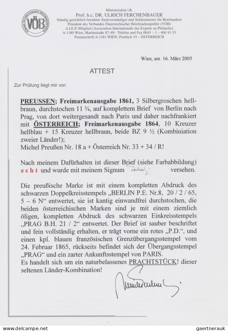 Preußen - Marken Und Briefe: 1865, 3 Sgr. Hellbraun, Gut Durchstochen, Auf Brief - Autres & Non Classés