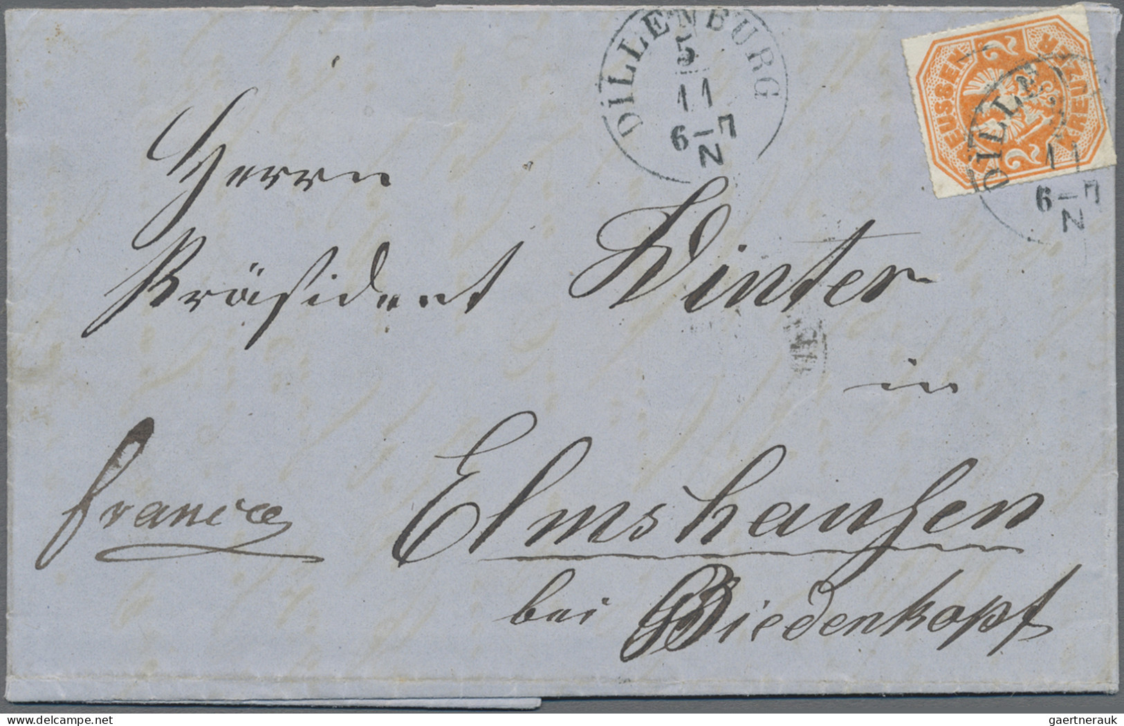 Preußen - Ortsstempel: 1867, Freimarke 2 Kr Orange Mit Sauberem K1 "DILLENBURG 5 - Other & Unclassified