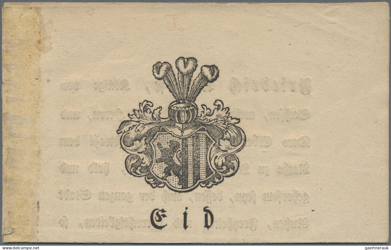 Sachsen - Vorphilatelie: 1810, Gedrucktes Text-Dokument Mit Wappen "Eid Der Bürg - Vorphilatelie