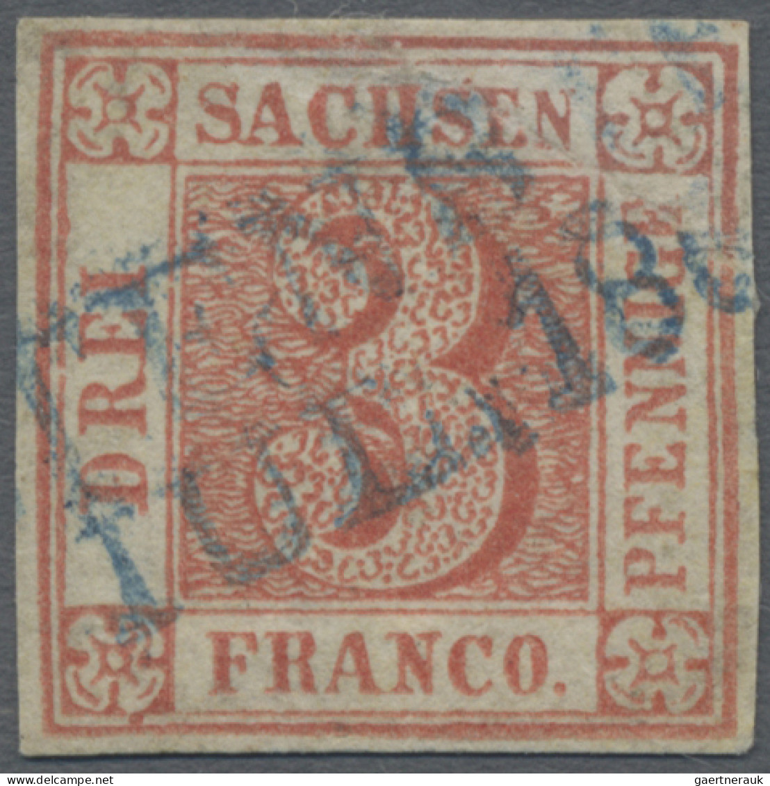 Sachsen - Marken Und Briefe: 1850 3 Pf. Rot Von Platte IV (gedruckt 1851), Bogen - Saxe