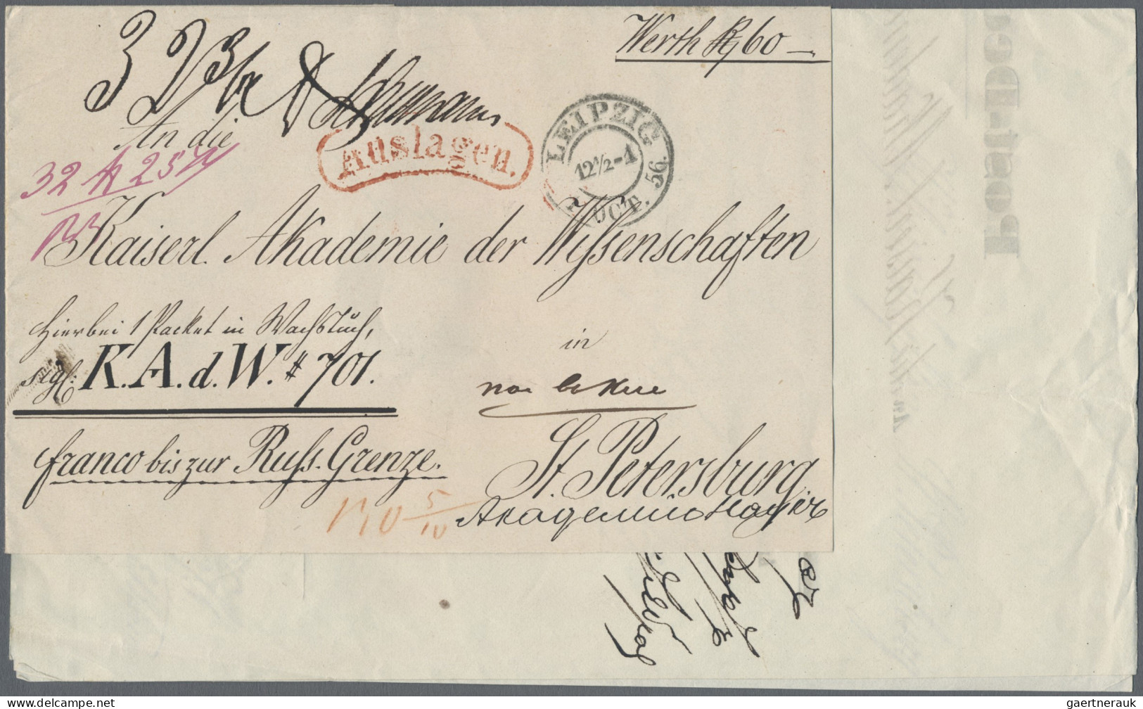 Sachsen - Ortsstempel: 1896, K2 LEIPZIG Und Roter "AUSLAGEN" Auf Paketbegleitbri - Sachsen