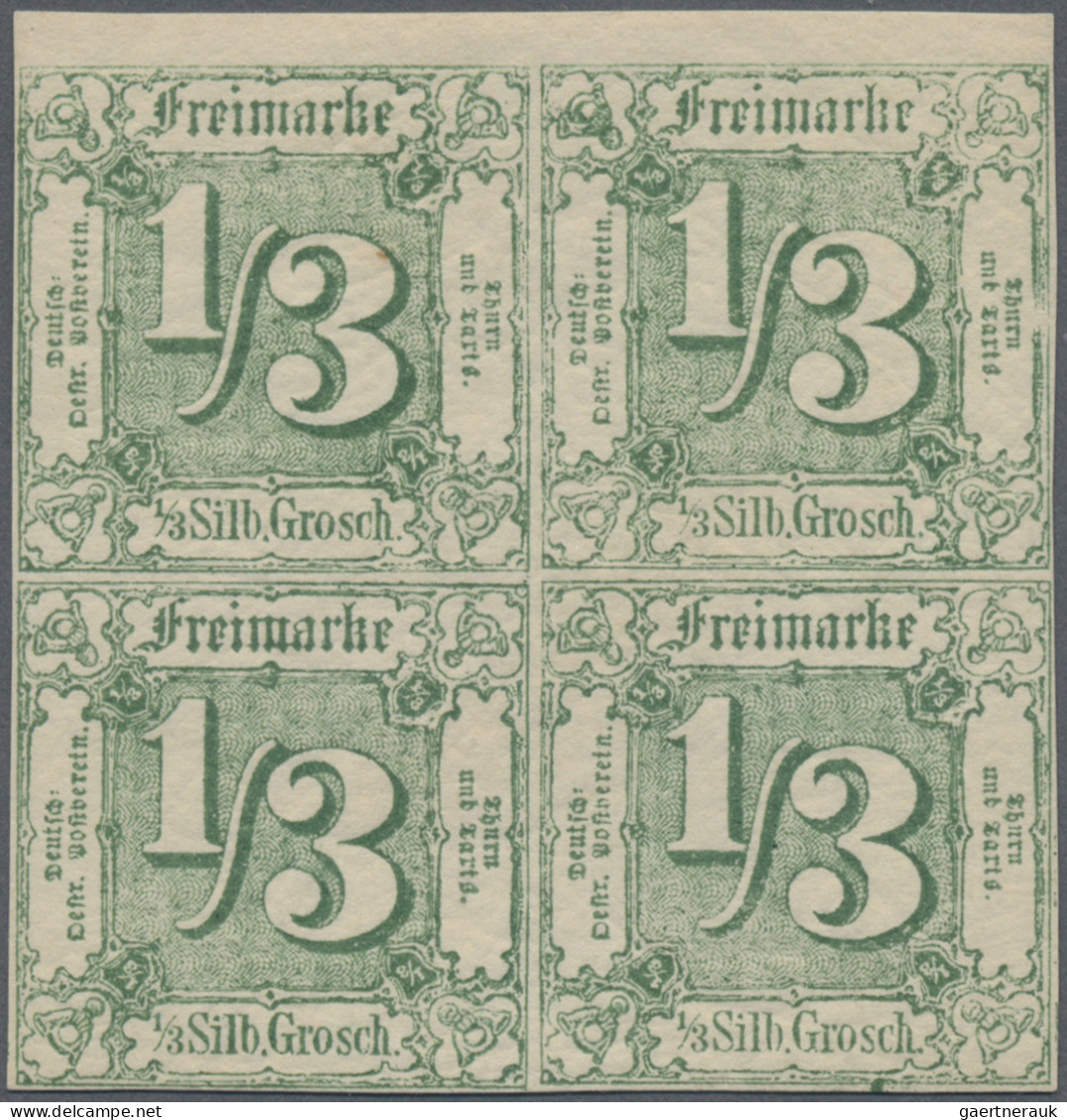Thurn & Taxis - Marken Und Briefe: 1863, ⅓ Sgr Dunkelgelblichgrün, Voll- Bis Bre - Autres & Non Classés