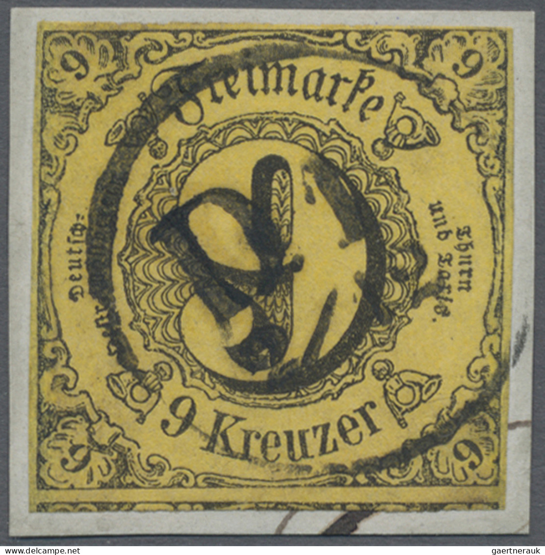 Thurn & Taxis - Besonderheiten: 1853, 9 Kr Schwarz A. Gelb, Nahezu Vollrandig, K - Autres & Non Classés