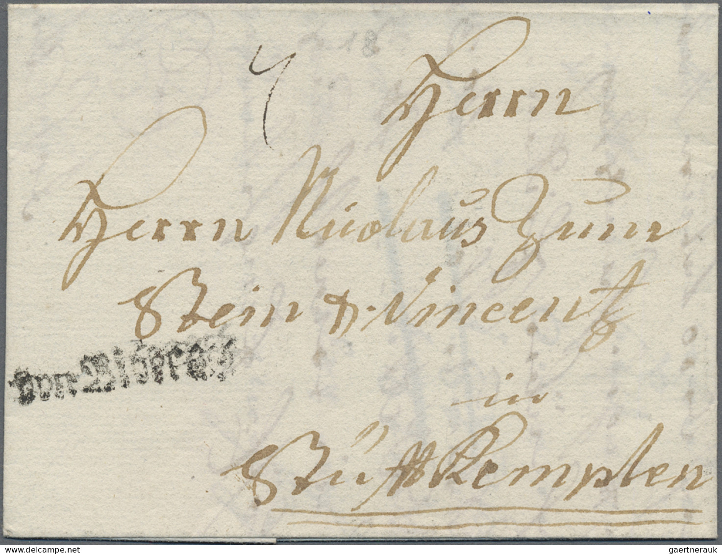 Württemberg - Vorphilatelie: 1795/1801, L1 "von Biberach" Und L1 "V.Biberach.", - Prephilately