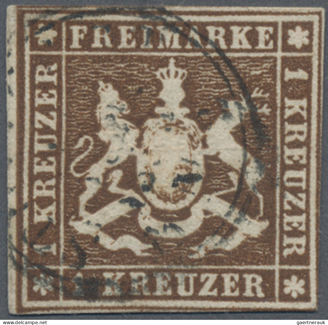 Württemberg - Marken Und Briefe: 1857, 1 Kr Dunkelorangebraun Vom Linken Bogenra - Altri & Non Classificati