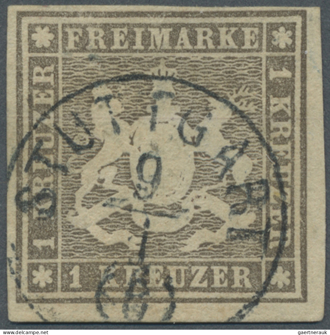 Württemberg - Marken Und Briefe: 1865: 1 Kr. Hellgraubraun Mit Rotem Bayrischen - Sonstige & Ohne Zuordnung