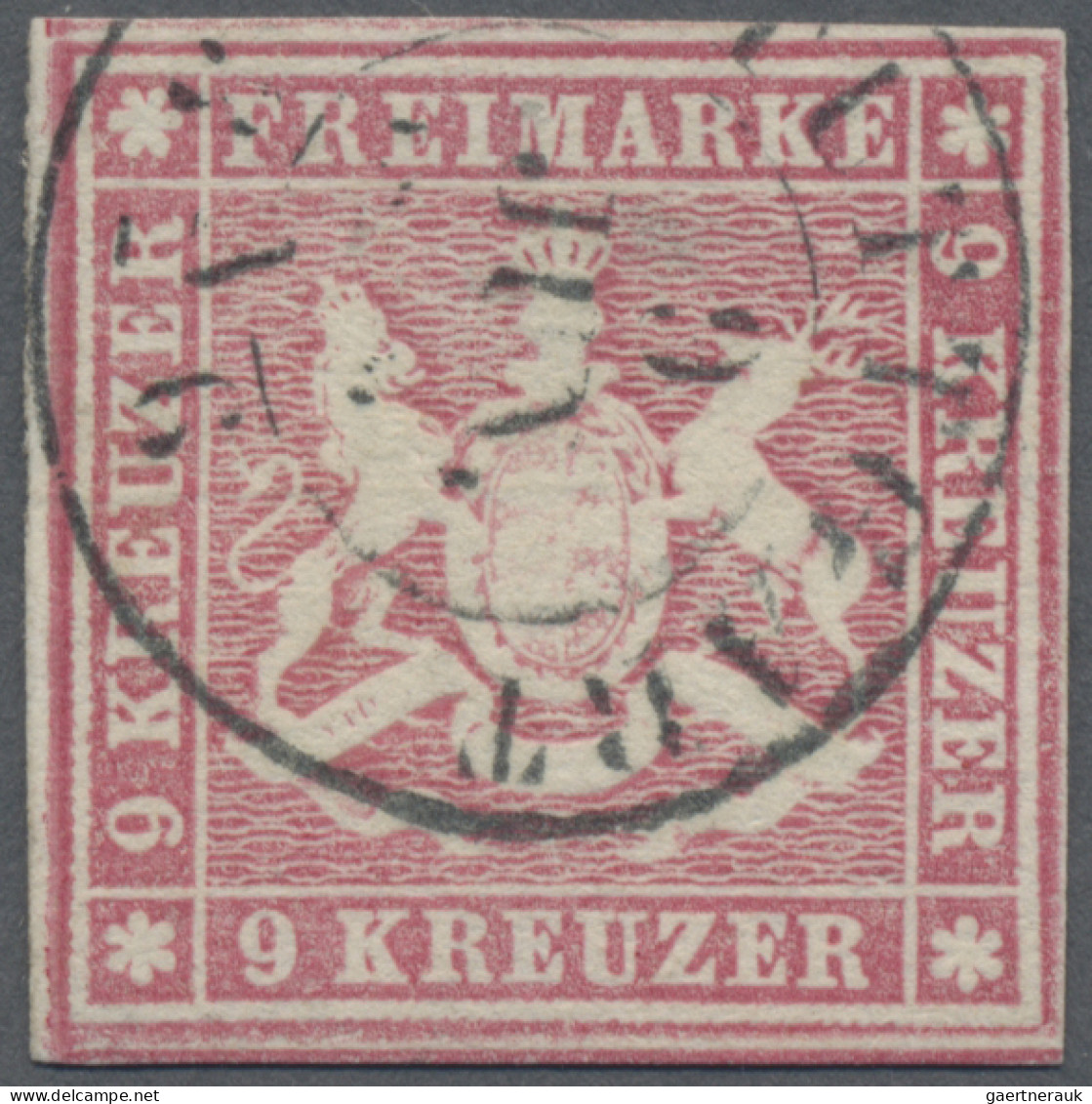 Württemberg - Marken Und Briefe: 1857, 9 Kr. Karminrosa, Sehr Gut Gerandet, K 2 - Andere & Zonder Classificatie