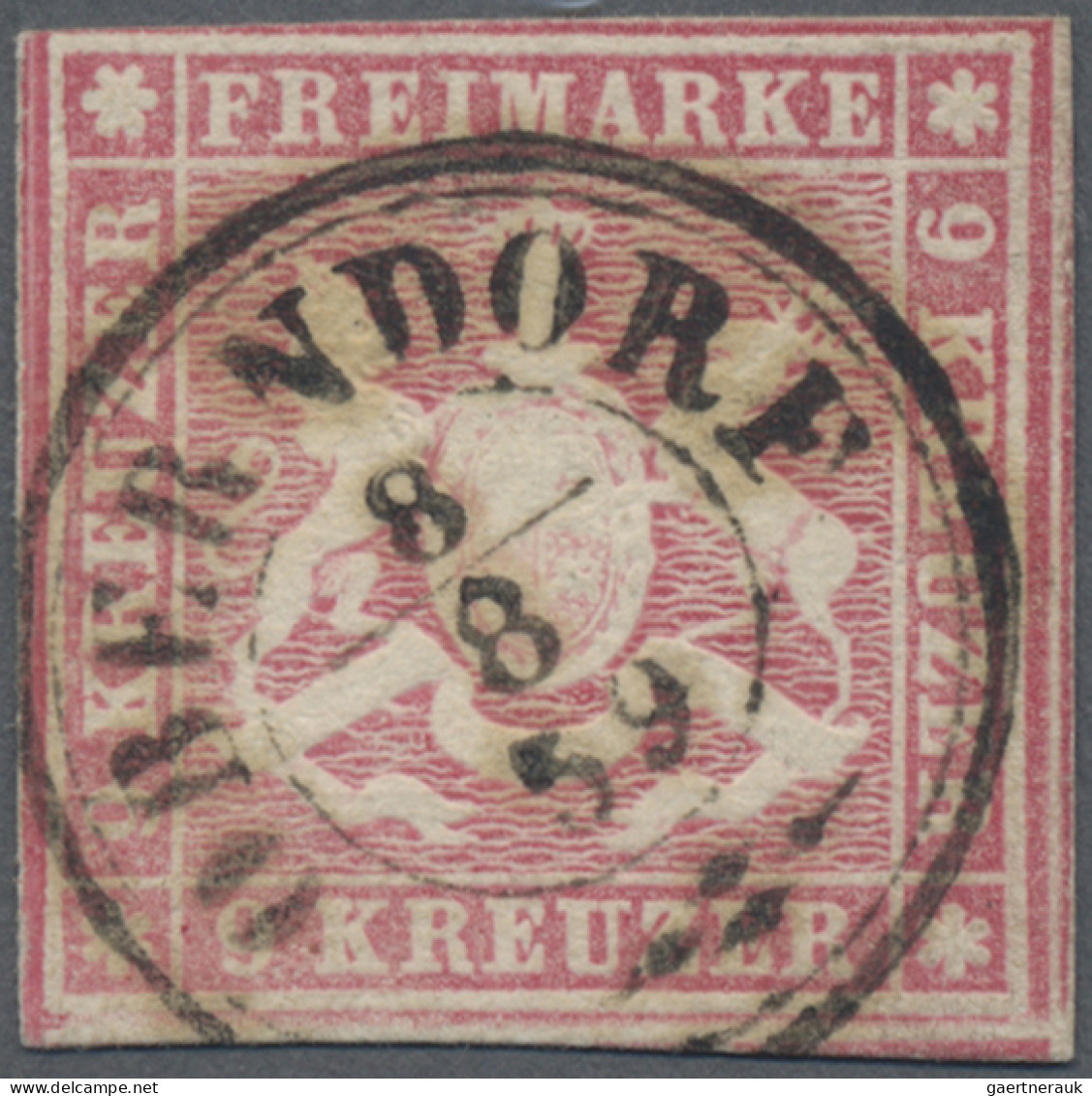 Württemberg - Marken Und Briefe: 1857, 9 Kr Hellrotkarmin, Farbfrisches, Dreisei - Altri & Non Classificati