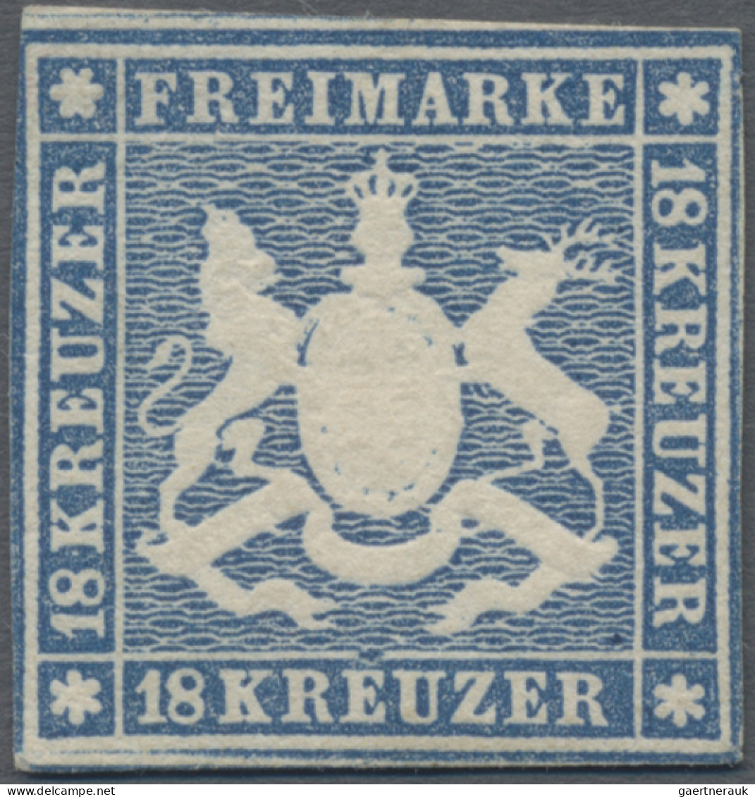 Württemberg - Marken Und Briefe: 1857 18 Kr. Blau, Ungebraucht Ohne Gummi, Farbf - Other & Unclassified
