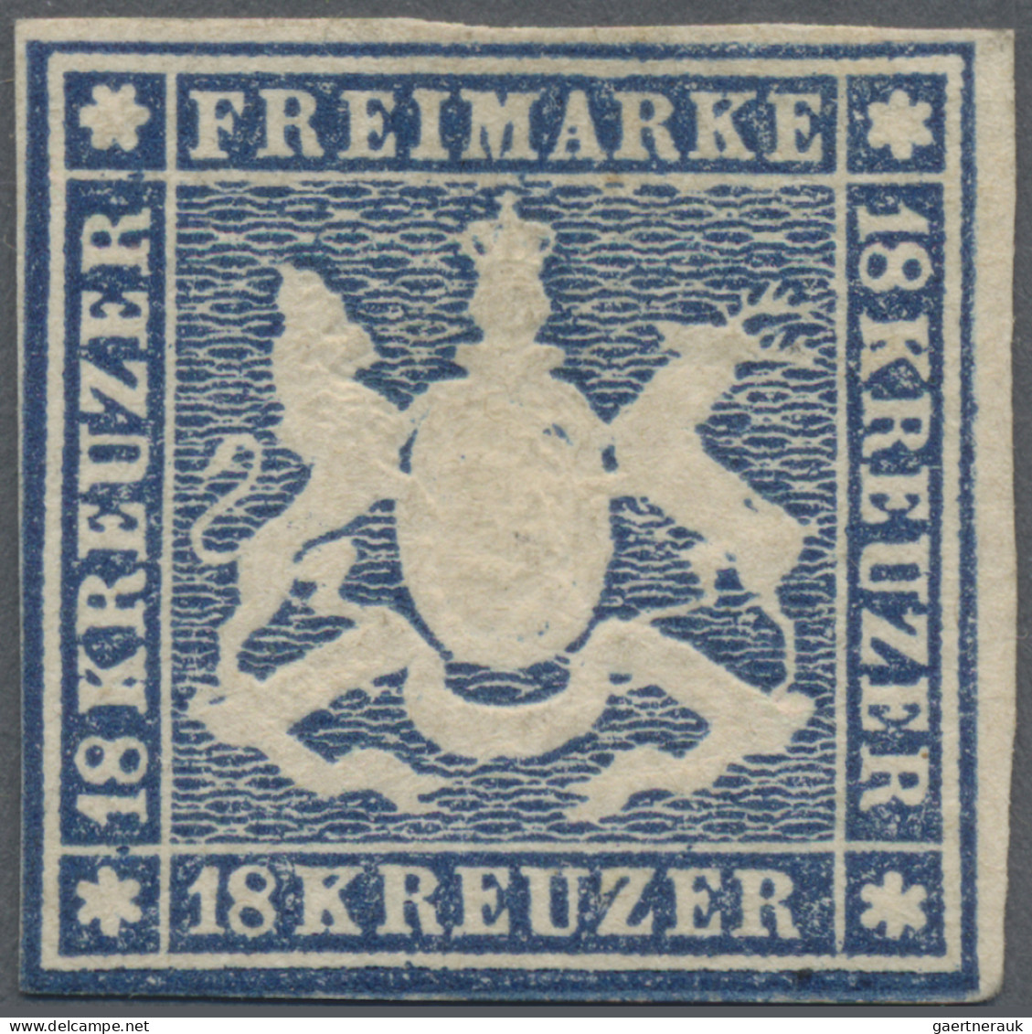 Württemberg - Marken Und Briefe: 1859, 18 Kr. Dunkelblau, Farbfrisch, Links Bzw. - Autres & Non Classés