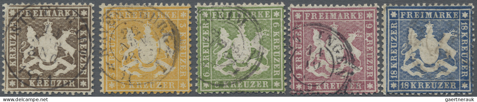 Württemberg - Marken Und Briefe: 1861, Wappen 1 - 18 Kr, Je Gestempelt, Optisch - Autres & Non Classés