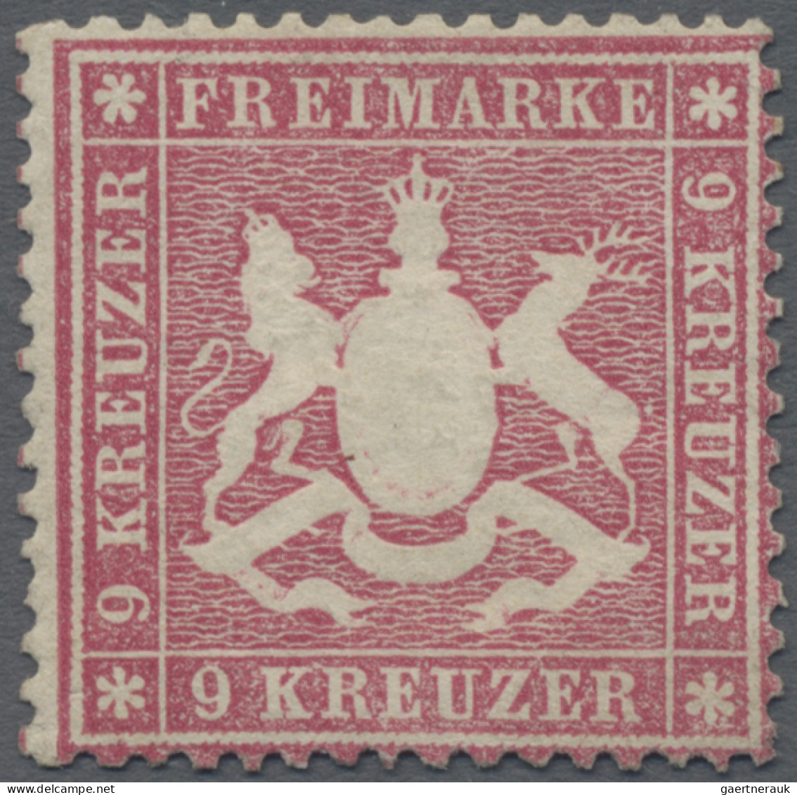Württemberg - Marken Und Briefe: 1860, 9 Kr. Lebhaftrotkarmin, Dickes Papier, Fa - Andere & Zonder Classificatie