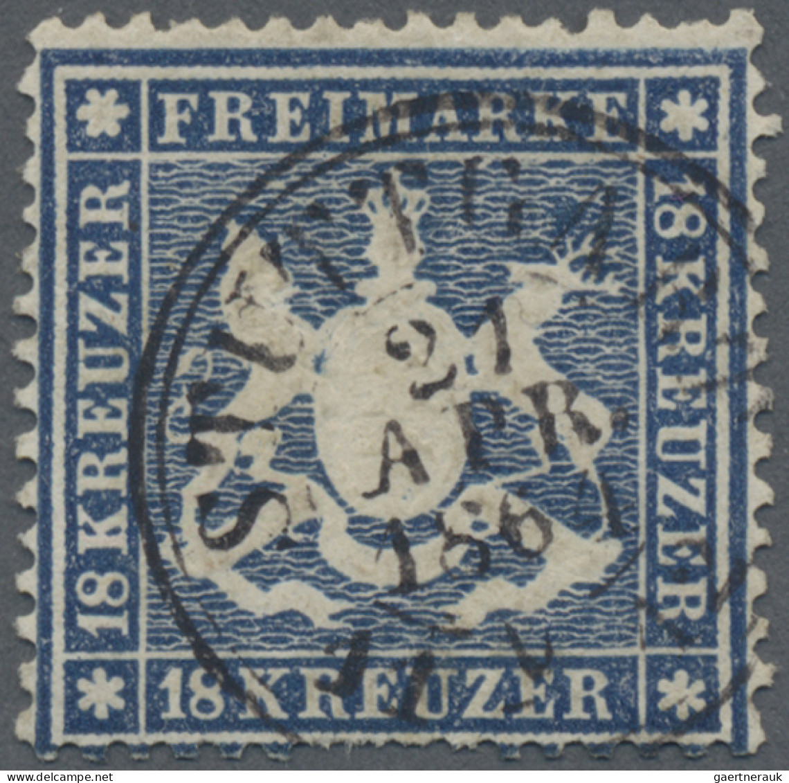 Württemberg - Marken Und Briefe: 1861, 18 Kr Dunkelblau Auf Dünnem Papier, Farbf - Other & Unclassified