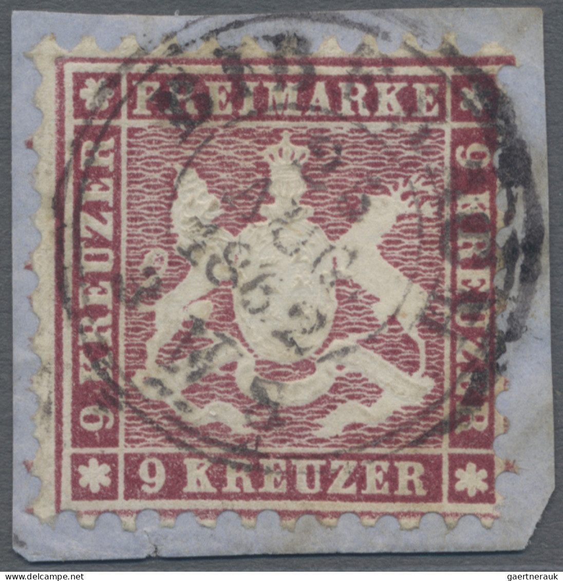 Württemberg - Marken Und Briefe: 1862, 9 Kr. Lilarot, Farbtiefes Exemplar In Seh - Sonstige & Ohne Zuordnung