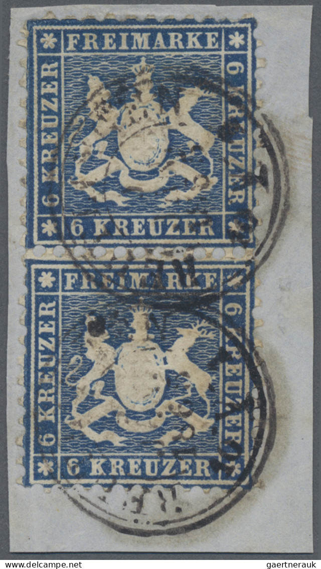 Württemberg - Marken Und Briefe: 1863, 6 Kr. Dunkelblau, Senkrechtes Paar, Oben - Sonstige & Ohne Zuordnung