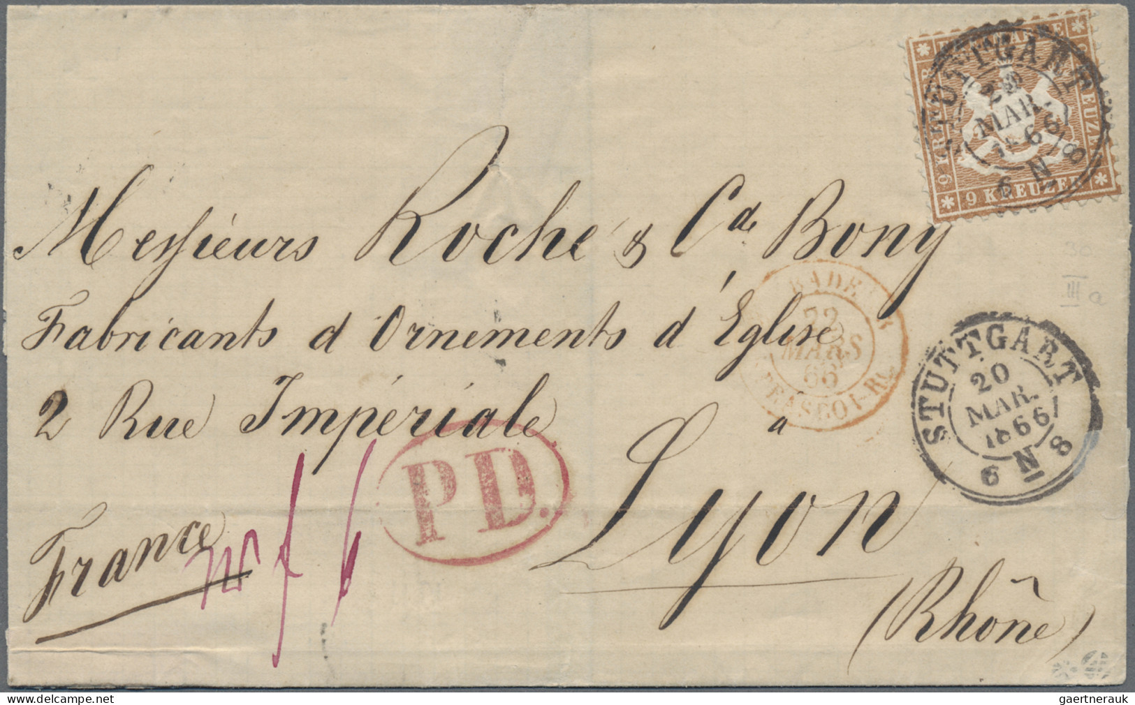 Württemberg - Marken Und Briefe: 1863, 9 Kr. Rötlichbraun, Kabinettstück Als Ein - Altri & Non Classificati